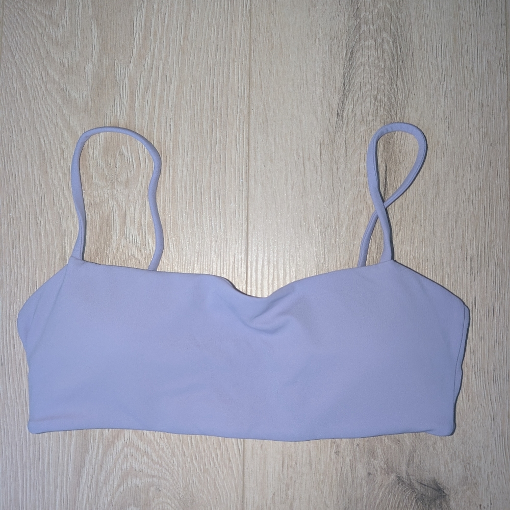 Women's Solid Spaghetti StrapBackless Wireless Sports Bras Mauve purple Size S